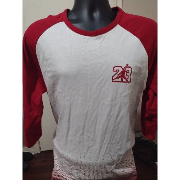 Jordan Other - Air Jordan 3/4 Sleeve Pullover T-Shirt Short White Red Cotton Size XL Men's